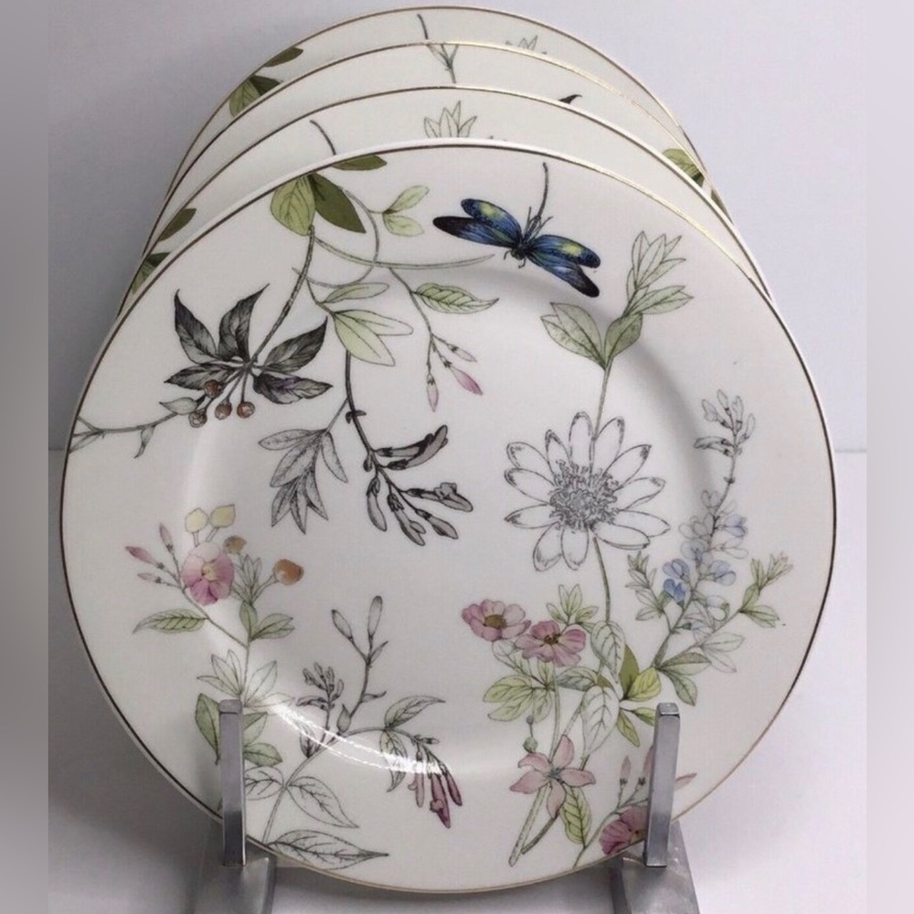4 Salad Plates Grace Teaware Spring Floral 8" Porcelain New